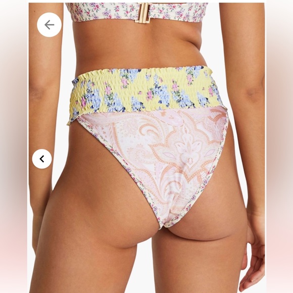 Asos Yellow Floral Nude Pink Paisley High Waist Underwire Bikini Set Sz 4 - Picture 4 of 12